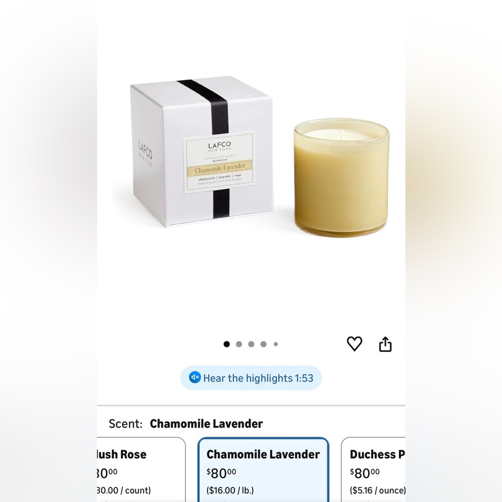 Lafco Chamomile Lavender Candle - Soft Yellow